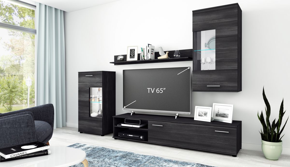 Wohnwand Anbauwand Tv Wand Wohnzimmer Mobel Set Cool 4 Teilig Schwarz