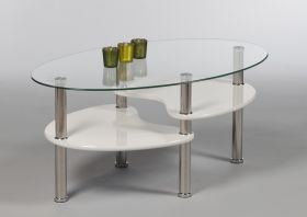  Couchtisch PANTY Beistelltisch Wohnzimmertisch Tisch weiß Glas oval 90cm1