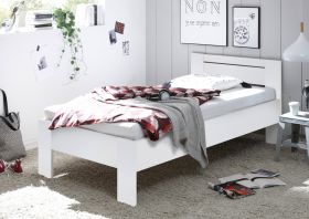 Bett SATURN Einzelbett Bettgestell mit Komforthöhe weiß 90 x 200 cm1