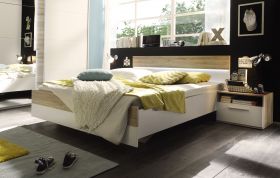 Bettanlage  MATCH 3-tlg Bett 180 Doppelbett Nachtkommoden weiß Eiche San Remo1