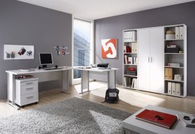 Büromöbel-Set OFFICE LINE Schreibtisch Eckschreibtisch Büroeinrichtung weiß1