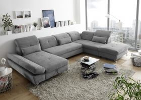 Couch MELFI Sofa Schlafcouch Wohnlandschaft Bettsofa Schlaffunktion grau U-Form1