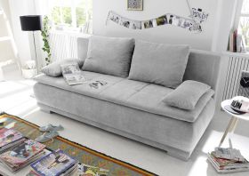 Couch Sofa Zweisitzer LUIGI Schlafcouch Schlafsofa ausziehbar silber 208cm1