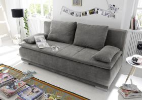 Couch Sofa Zweisitzer LUIGI Schlafcouch Schlafsofa ausziehbar stone grau braun1