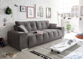 Couch Sofa Zweisitzer PACO Schlafcouch Schlafsofa ausziehbar braun-schwarz 260cm1