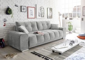 Couch Sofa Zweisitzer PACO Schlafcouch Schlafsofa ausziehbar grau 260cm1