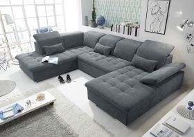 Couch WAYNE L Sofa Schlafcouch Wohnlandschaft Schlaffunktion anthrazit U-Form1