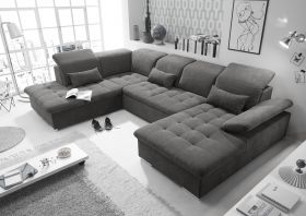 Couch WAYNE L Sofa Schlafcouch Wohnlandschaft Schlaffunktion braunschwarz U-Form1
