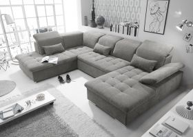 Couch WAYNE L Sofa Schlafcouch Wohnlandschaft Schlaffunktion schlamm grau U-Form1