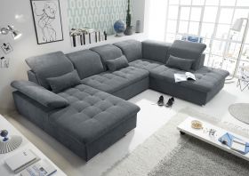 Couch WAYNE R Sofa Schlafcouch Wohnlandschaft Schlaffunktion anthrazit U-Form1