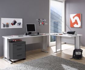 Eckschreibtisch OFFICE LINE Winkelschreibtisch Schreibtisch Büro Weiss1