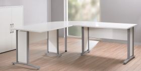 Eckschreibtisch PRIMA Winkelschreibtisch Schreibtisch in Weiß Grau1