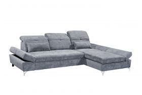 Ecksofa Couch MELFI Sofa Schlafcouch Bettsofa Sofabett grau dunkel L-Form rechts1