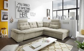 Ecksofa Couch NALO Sofa Schlafcouch Bettsofa sand beige L-Form rechts1