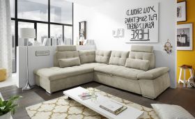 Ecksofa Couch NALO XL Sofa Schlafcouch Bettsofa sand beige L-Form links1