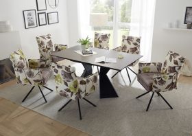 Essgruppe ROBINSON Tischgruppe 4 Stühle ausziehbar Keramik rechteckig braun 1601