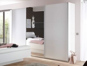 Schwebetürenschrank BRAVO Kleiderschrank Schrank Schlafzimmer Weiß mit Spiegel1