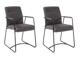Stuhlset ANITA 2-tlg Stuhl Esszimmerstuhl Küchenstuhl Armlehne Metall grau1