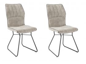 Stuhlset TALIA 2-tlg Stuhl Esszimmerstuhl Küchenstuhl Gestell Metall beige grau1