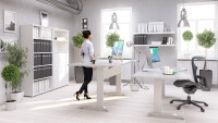 Schreibtisch Prima höhenverstellbar elektrisch ergonomisch 180cm Weiß Weiß