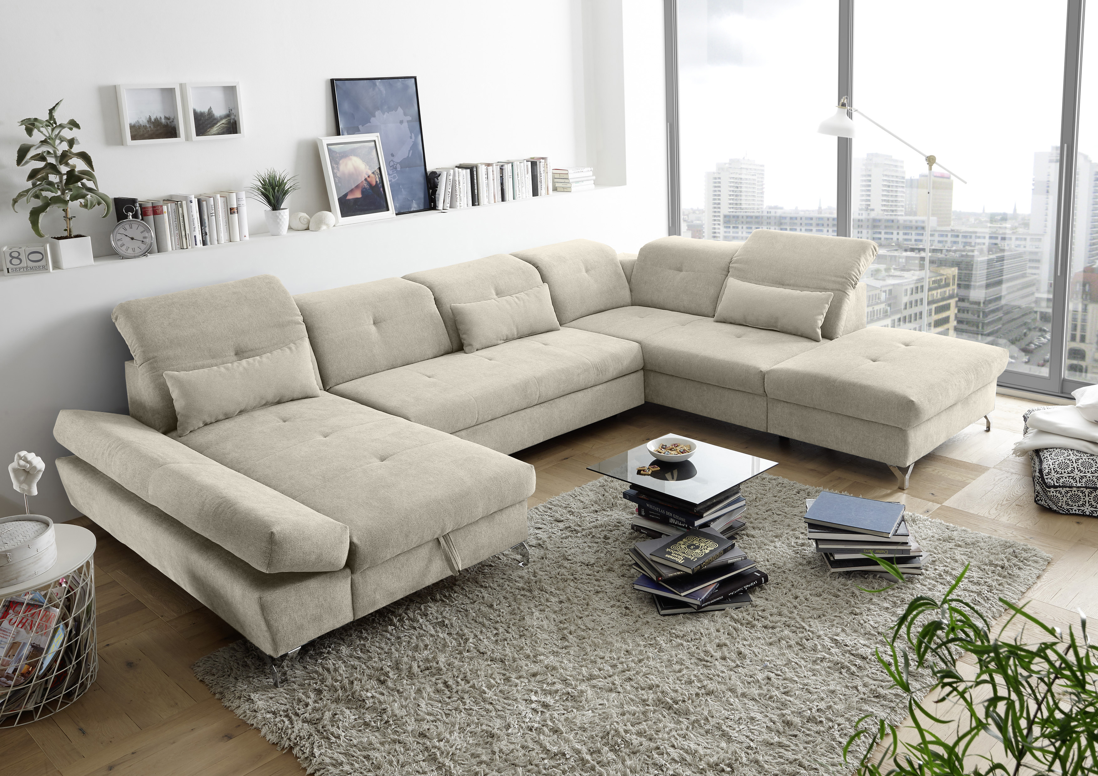 Details Zu Couch Melfi R Sofa Schlafcouch Wohnlandschaft Schlaffunktion Sand Beige U Form