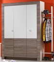 Garderobe KIRA Garderobenset in Alpinweiß mit Montana-Eiche Absetzung