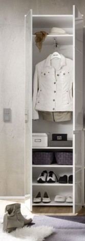 Garderobenschrank SPICE Weiß Hochglanz mit Spiegel - Flurschrank Dielenschrank