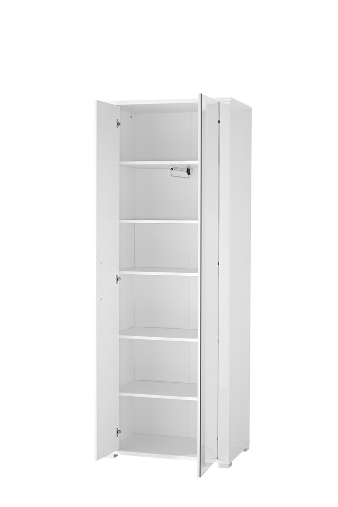 Garderobe GO Weiß mit Spiegel - Garderobenschrank Dielenschrank Hochschrank