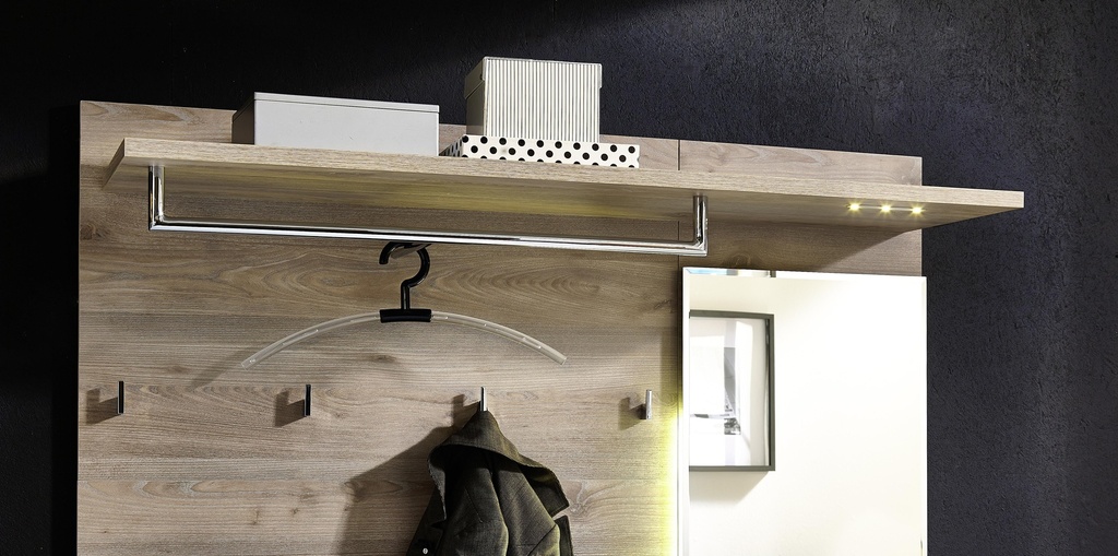 Garderobe PLUS 3-teilig Weiß - Kompaktgarderobe mit Schuhschrank Paneel Bank