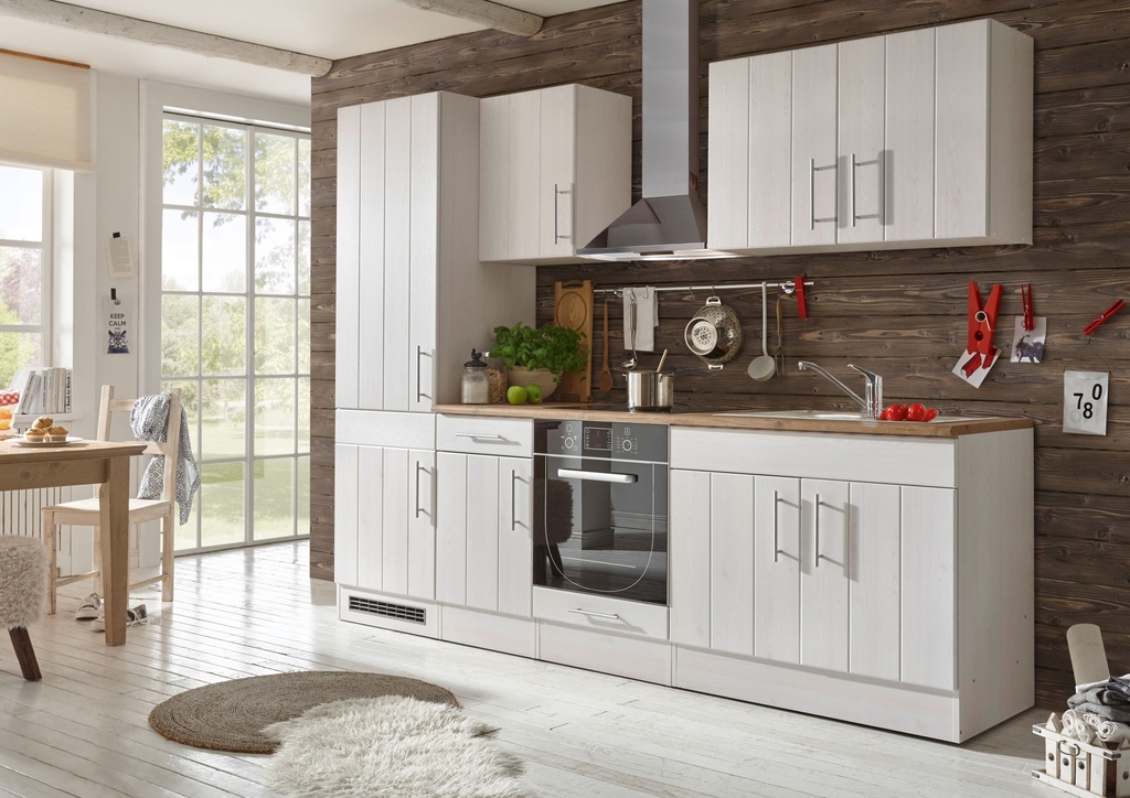 Küche Landhaus Küchenblock Küchenzeile Komplettkueche 270cm Singleküche Miniküche weiß