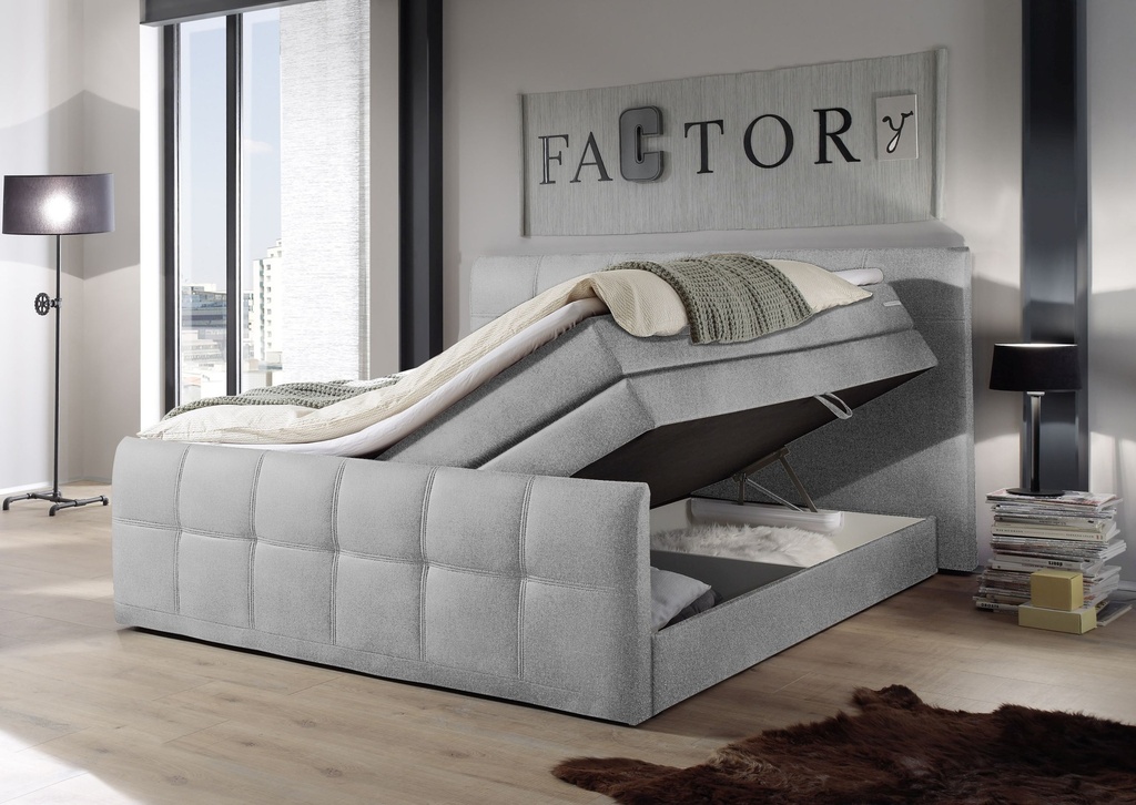 Boxspringbett SACRAMENTO 180cm Grau - Funktionspolsterbett Doppelbett SACB1