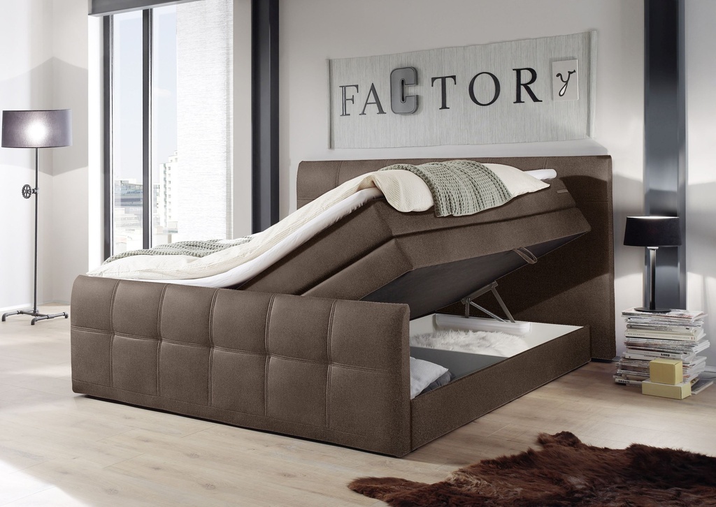 Boxspringbett SACRAMENTO 180cm Braun - Funktionspolsterbett Doppelbett SACB2