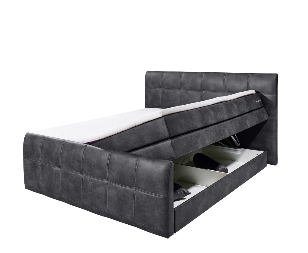 Boxspringbett ASPEN 180cm Grau - Funktionspolsterbett Doppelbett ASB1