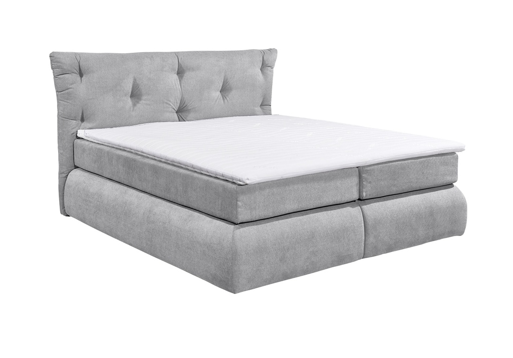 Boxspringbett MADISON1 160cm Hellgrau - Funktionspolsterbett Schlafzimmer