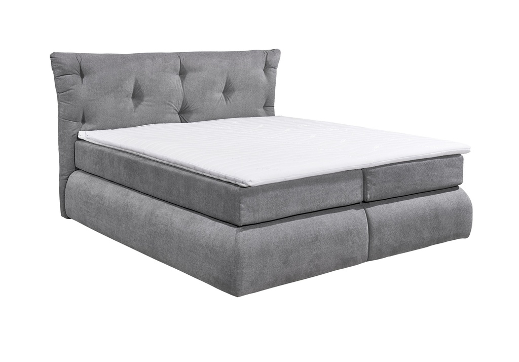 Boxspringbett MADISON3 180cm Dunkelgrau mit Topper - Doppelbett Polsterbett