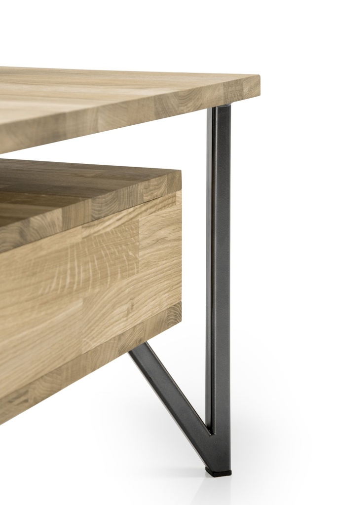 Couchtisch EDMONTON Eiche Massiv geölt - Wohnzimmertisch Beistelltisch