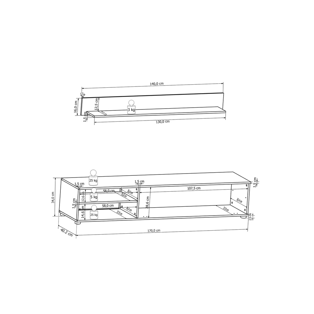 Wohnwand COOL 4-tlg Kommode Wandboard TV-Lowboard Wohnzimmer Set