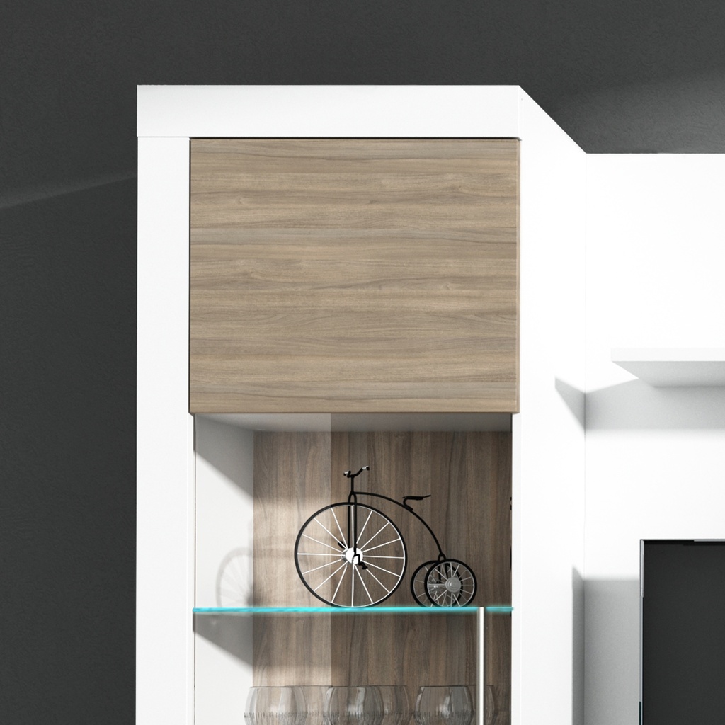 Wohnwand AVIO 4-tlg Vitrine Wandboard TV-Lowboard Liberty braun grau hell Holz