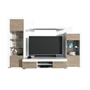 Wohnwand AVIO 4-teilig Vitrine Wandboard TV-Lowboard Liberty braun grau
