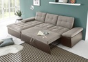 Ecksofa JAKARTA Schlafsofa Lederlook dunkelbraun beige Ottomane links L-Form