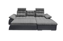 Ecksofa JAKARTA Couch Schlafsofa Sofabett Funktionssofa ausziehbar Lederlook schwarz grau Ottomane rechts L-Form