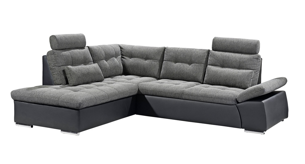 Ecksofa XL JAKARTA Couch Schlafsofa Sofabett Funktionssofa ausziehbar Lederlook schwarz anthrazit Ottomane links