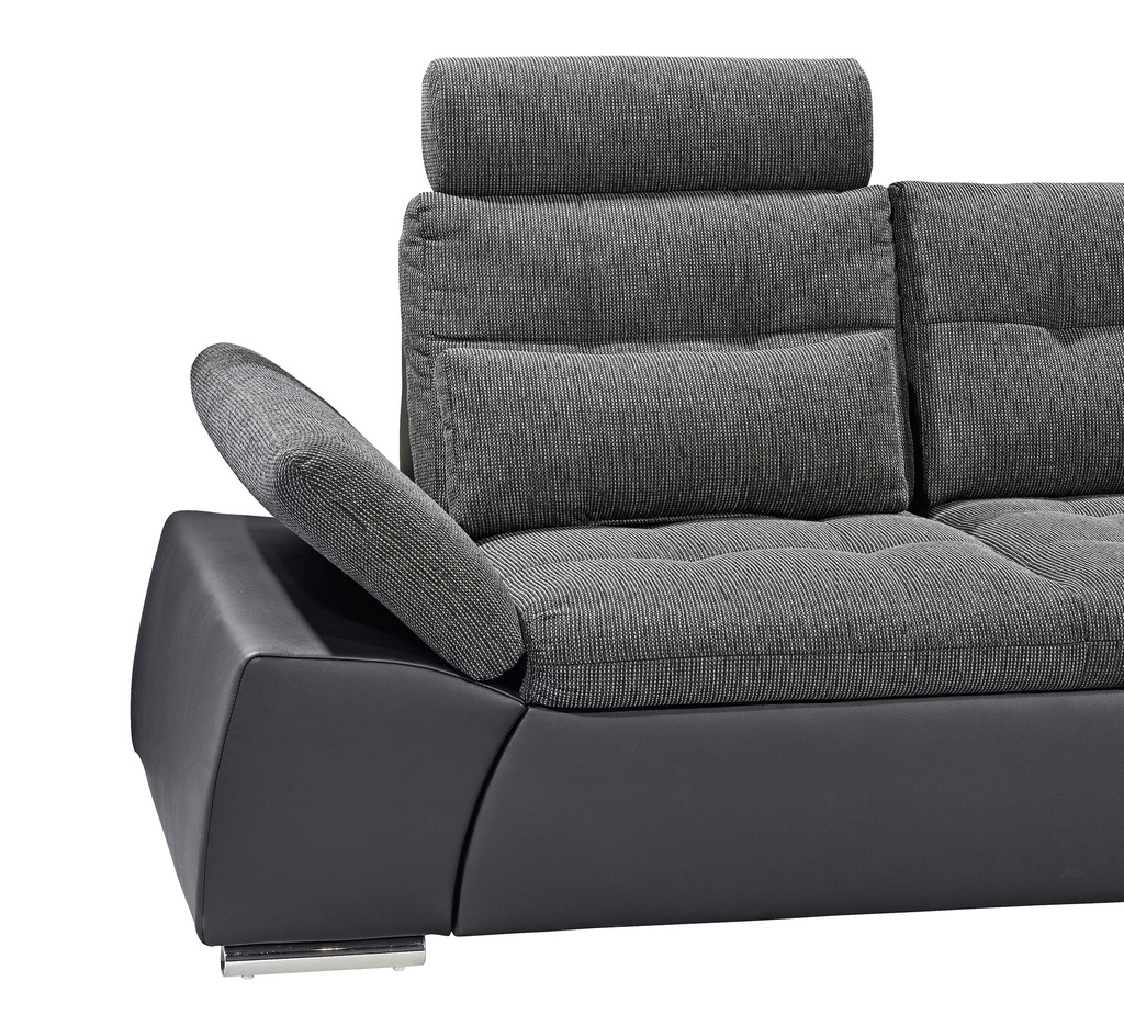 Ecksofa XL JAKARTA Couch Schlafsofa Sofabett Funktionssofa ausziehbar Lederlook schwarz anthrazit Ottomane links