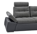 Ecksofa XL JAKARTA Couch Schlafsofa Sofabett Funktionssofa ausziehbar Lederlook schwarz anthrazit Ottomane links