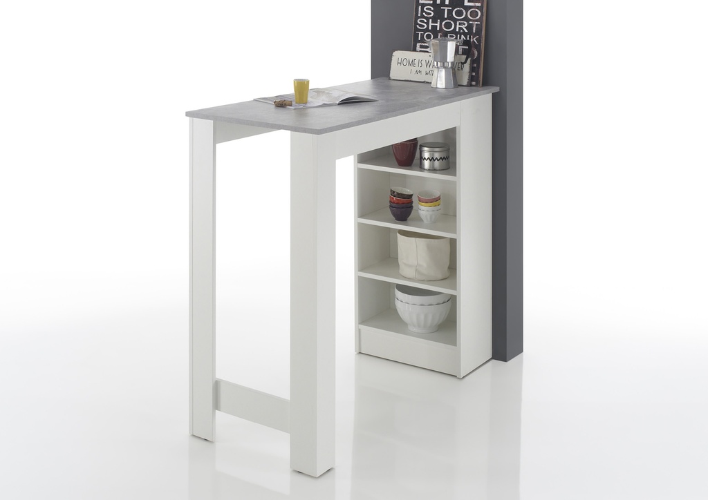 Bartisch MOJITO Stehtisch Bistrotisch Küchentisch weiß grau Beton Regal