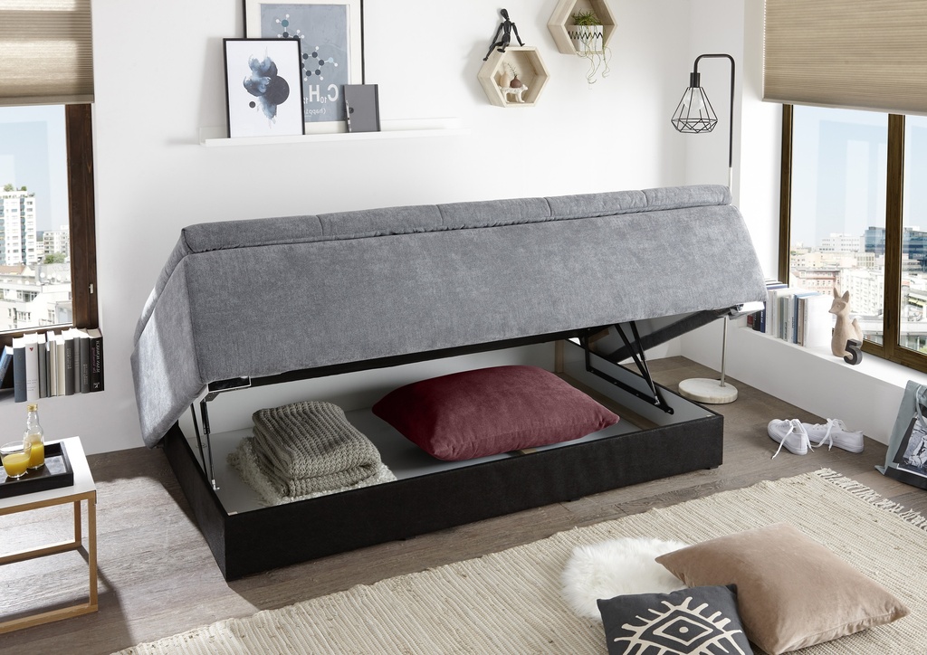 Couch MAXIM Schlafcouch Bettsofa Schlafsofa Funktionssofa PU Topper 6cm dunkel grau berry 200cm