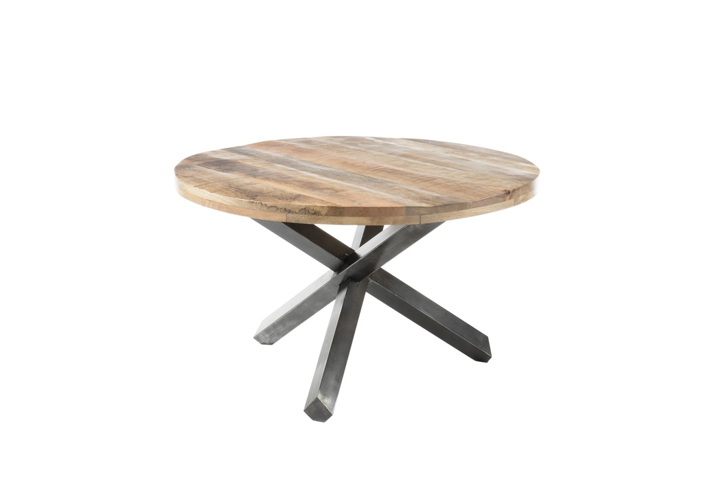 Esstisch ACE Massivholz Mango mit Metallgestell rund 130cm