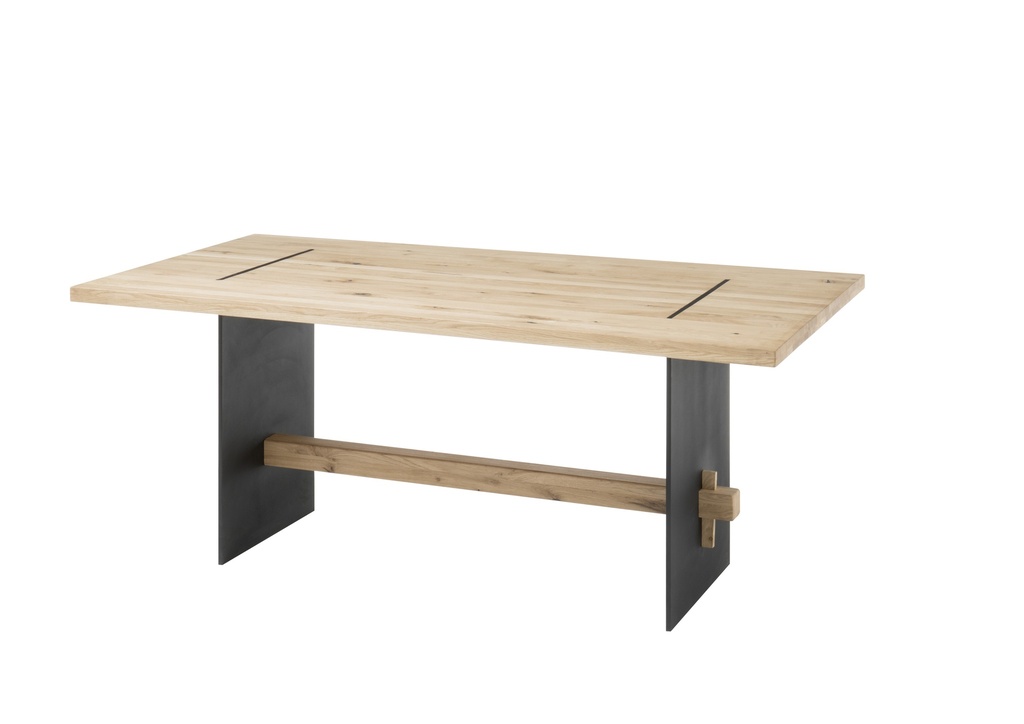Esstisch MARES Massivholz Eiche Metall Gestell rechteckig 180cm