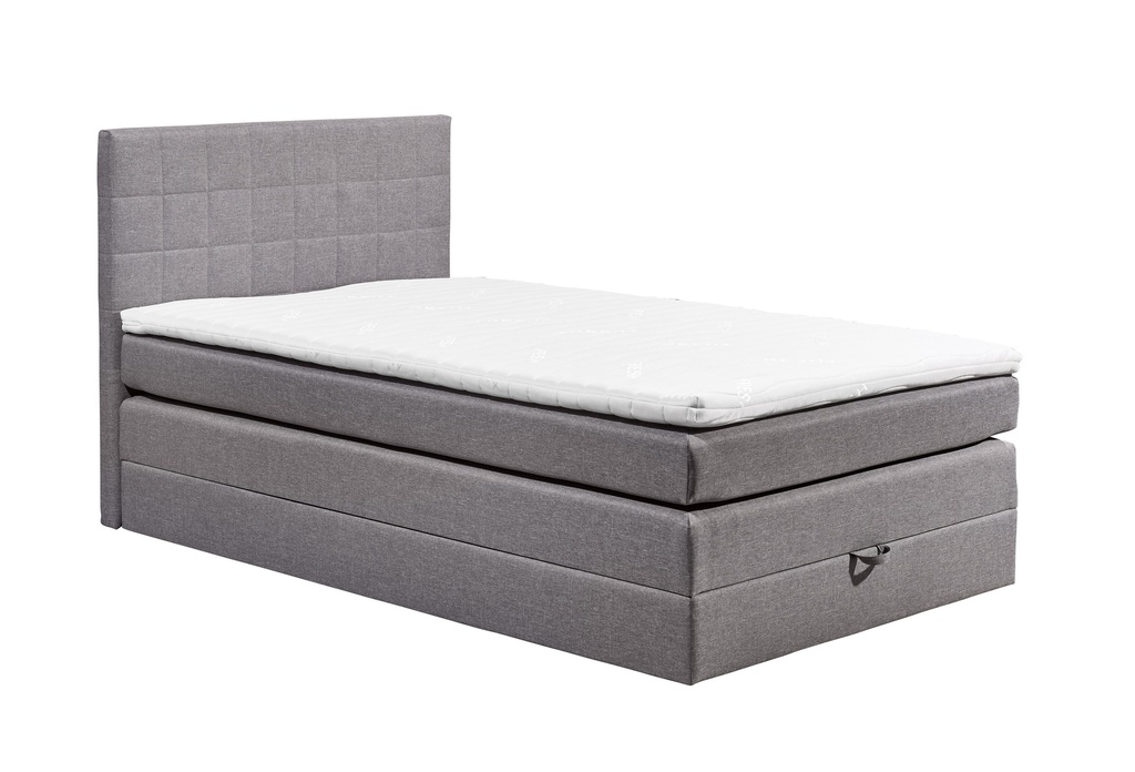Boxspringbett HAWAI 1 Funktionspolsterbett Doppelbett Bettkasten Topper 120x200cm grau Webstoff