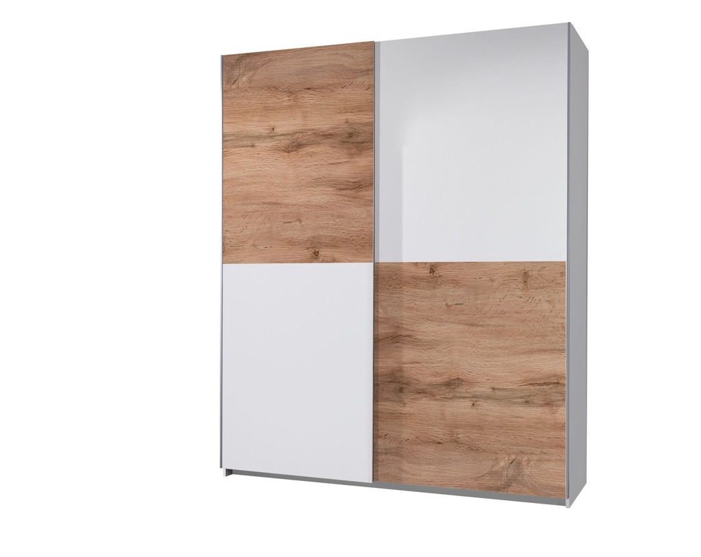 Schwebetürenschrank PULS Kleiderschrank weiß Schachbrett Wildeiche 170cm